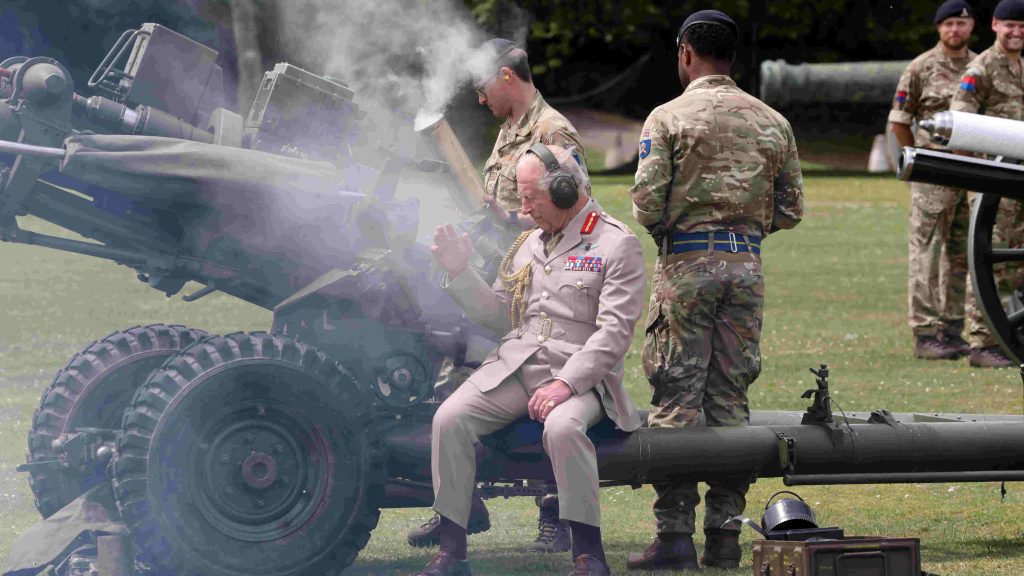 King Charles fires cannon on military visitLife