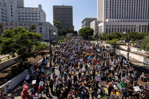 How far are the California airports from the Los Angeles protests?